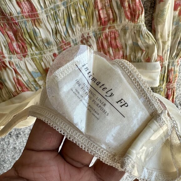 Free People Bodysuit Womens Small Smocked Long Sleeve Bohemian Floral Stretch - Picture 7 of 10